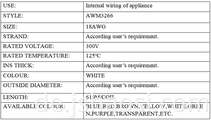 XLPE wire AWM3266 18# WHITE